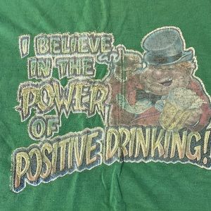 Vintage green Power of positive Drinking single stitch tee shirt Screen Stars